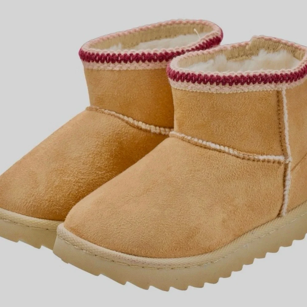 Lily & Dan Cozy Ankle Boots Toddler Girl’s 11/12 Tan Faux Leather Suede New NWT